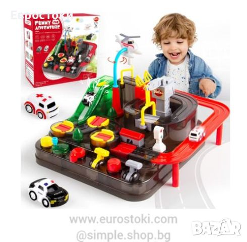 Игрален комплект VATOS, образователна играчка - детска състезателна писта за малки деца с 2 коли 