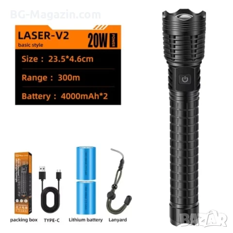 Мощен акумулаторен лазерен LED фенер прожектор Power Bank за лов риболов къмпинг туризъм аварии, снимка 7 - Къмпинг осветление - 51017203