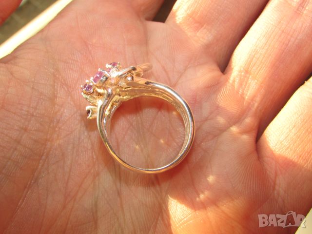  сребърен пръстен със син топаз 7x5мм тегло 8.6гр., , снимка 3 - Пръстени - 45082902
