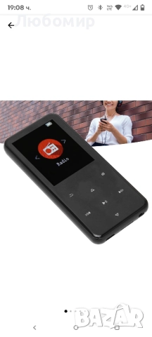 MP3 плейър Longziming, 2.4 инча, 32GB, Bluetooth 5.0, поддържа аудио формати, черен