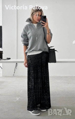 Луксозна черна макси пола с пайети от Maison 123 Paris , снимка 18 - Поли - 53740282