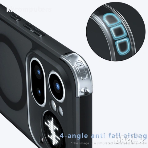 Магнитен Матов Калъф за Nothing Phone (4a) Pro - TPU+PC, 2.4m Airbag, 0.5mm защита, Черен, снимка 7 - Калъфи, кейсове - 54250504