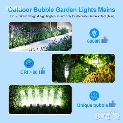 ECOWHO Градински LED лампи с шипове, 12V, IP65, студено бяло 6000K, 6 броя, снимка 3 - Лед осветление - 49987663