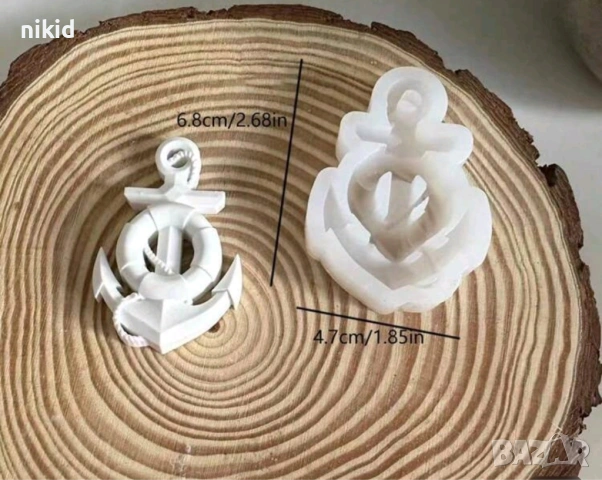 Котва и спасителен пояс силиконов молд форма фондан шоколад гипс смола декор украса 