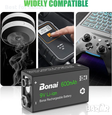 Акумулаторни 9V батерии BONAI, снимка 6 - Друга електроника - 53726081