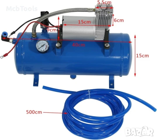 Въздушен компресор 150PSI Маслен резервоар 6L 12V, снимка 5 - Компресори - 51135365