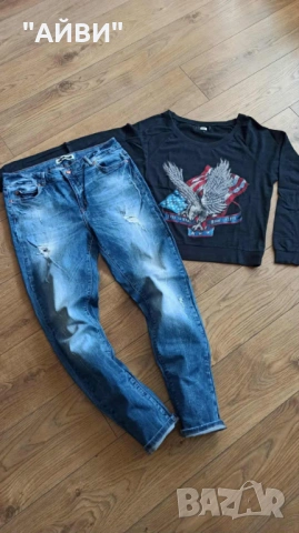 Дамски оригинални дънки и топ, снимка 3 - Дънки - 53064524