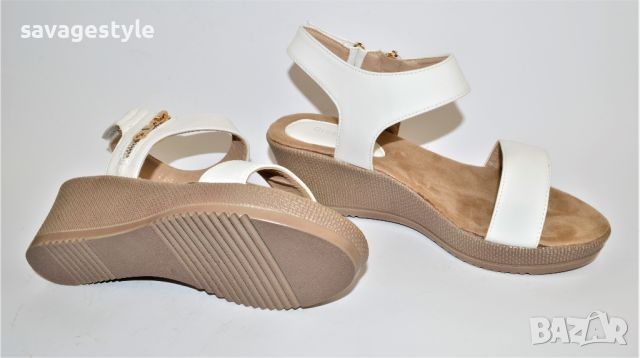 Дамски сандали на платформа в бяло 688-1, снимка 4 - Сандали - 45604249