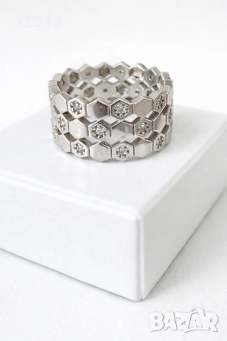 Модерна сребърна халка с цирконий , снимка 4 - Пръстени - 54125251