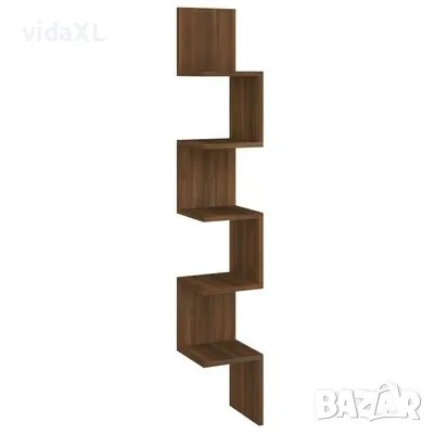 vidaXL Стенен ъглов рафт, кафяв дъб, 20x20x127,5 см, инженерно дърво (SKU:815212), снимка 1 - Етажерки - 48244098