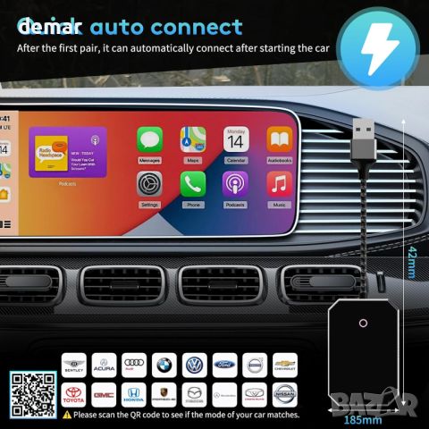 Безжичен адаптер GOQELK Carplay 2024, 2 в 1 Android Auto безжичен адаптер Carplay и Android Auto, снимка 6 - Аксесоари и консумативи - 46555148