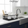 Компактен сушилник за съдове с отцеждаща табла Cheffinger – метален, 43 x 32 x 14 см, модерен дизайн, снимка 3