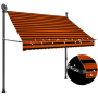 vidaXL Ръчно прибиращ се сенник с LED, 200 см, оранжево и кафяво（SKU:145878