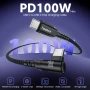 USB Type-C to USB Type-C Charging Cable 100W, найлонова оплетка, 90 градуса глава - 200 см, снимка 2