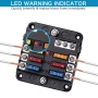 12V 6 Circuit Fuse Box Kit – 6-канална кутия за предпазители с LED индикация, 30A, 32V DC (черна), снимка 3