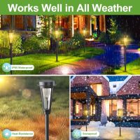 Quntis 4 броя соларни градински светлини за пътеки, IP64 водоустойчиви, топло бяло, снимка 3 - Соларни лампи - 45325220