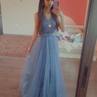 Абитуриентска Синя, Разкошна рокля , снимка 1 - Рокли - 45567638