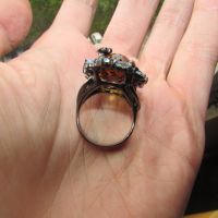 Сребърен пръстен с 24 карата цитрин, камък 25x14мм,, снимка 5 - Пръстени - 45343513
