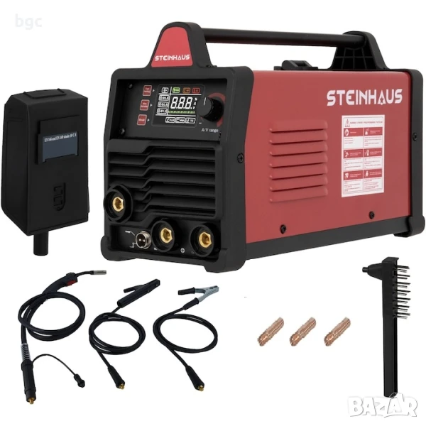 НОВ Инвертор за заваряване с флюсова тел с MIG/TIG/MMA поток Steinhaus Dual PROFESSIONAL 130 A, снимка 1