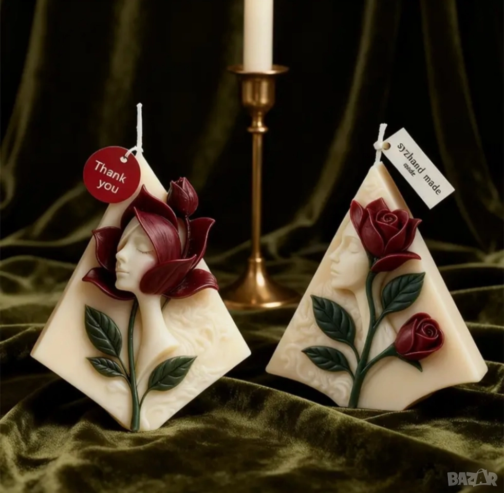 Молд за 8 март жена с роза два вида , снимка 1