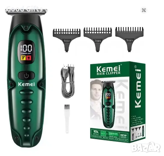Машинка за подстригване Kemei KM-2259 – Компактна, с LED дисплей и стоманени ножчета, снимка 1