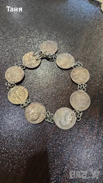 Стара сребърна гривина от монети , снимка 1