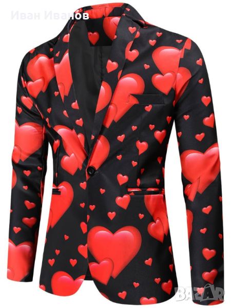 екстравагантно мъжко сако за влюбени и за свети Валентин  размер М-Л, снимка 1