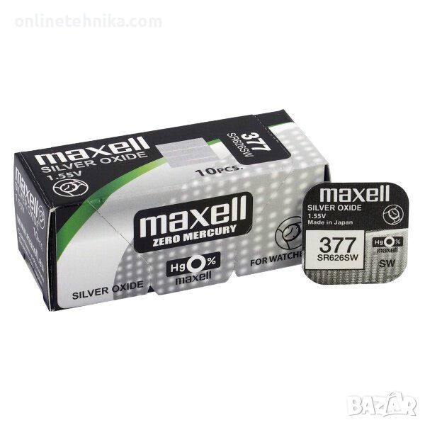 Сребърна батерия Maxell 377, SR626SW, снимка 1