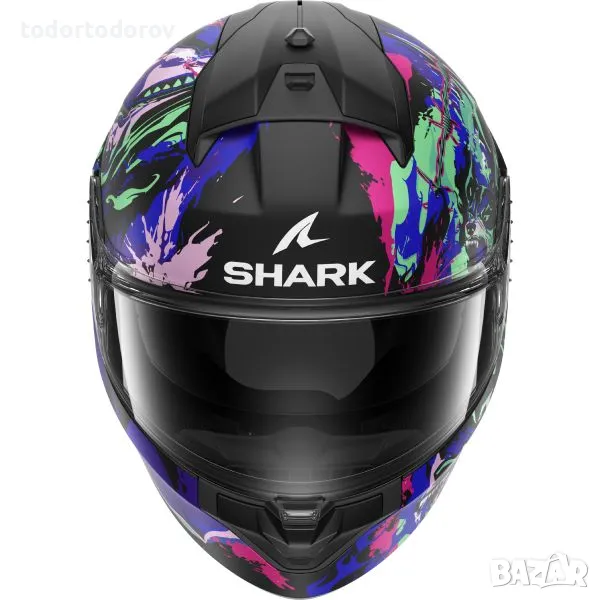 ТОП ЦЕНА Каска за мотор SHARK RIDILL2 RAGING BEAST MATT blue/Red,очила, снимка 1