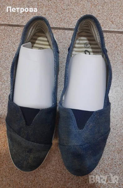 Дънкови дамски равни обувки, снимка 1