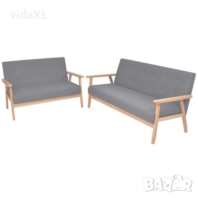 vidaXL Комплект дивани, 2 части, плат, светлосиви（SKU:275178, снимка 1