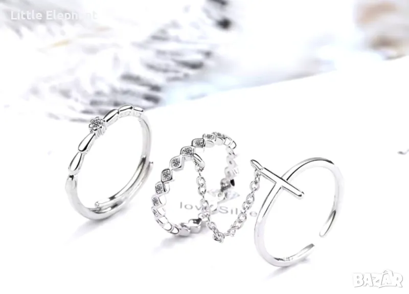 Сребърен пръстен triple,бранд/нов, снимка 1