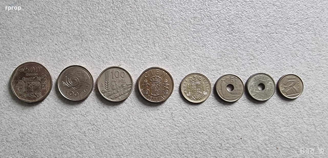 Испания. Испански песети.  8 бройки., снимка 1