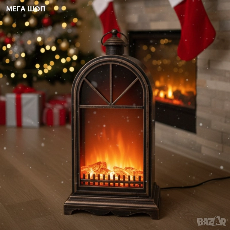 LED декоративна камина с ефект на жив пламък – уют без дим, кабели и риск, снимка 1