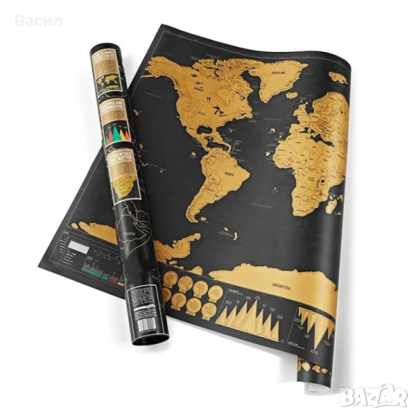 Скреч карта на света за изтриване със стилна визия, снимка 1