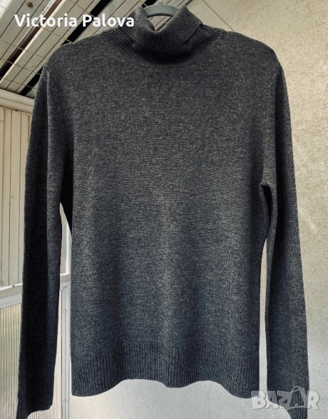 Мек сив пуловер LISA TOSSA  с висока яка, снимка 1