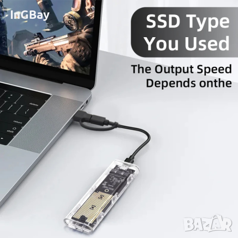 USB към M.2 NVME, B+M-key, M-key Адаптер Adapter, снимка 2 - Кабели и адаптери - 45033787