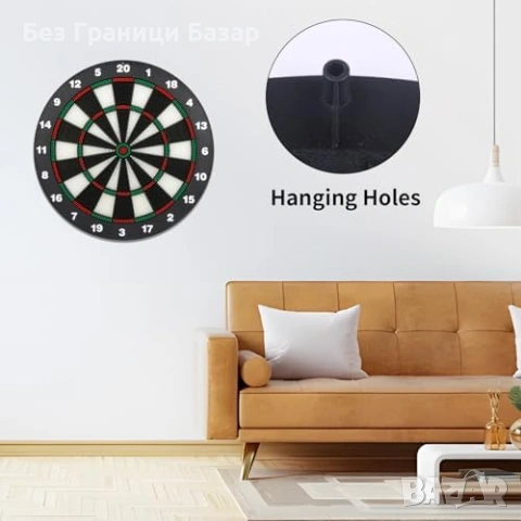 Нов Дартс комплект 42 см с 6 безопасни стрелички за деца и възрастни Мишена, снимка 4 - Дартс - 53834906