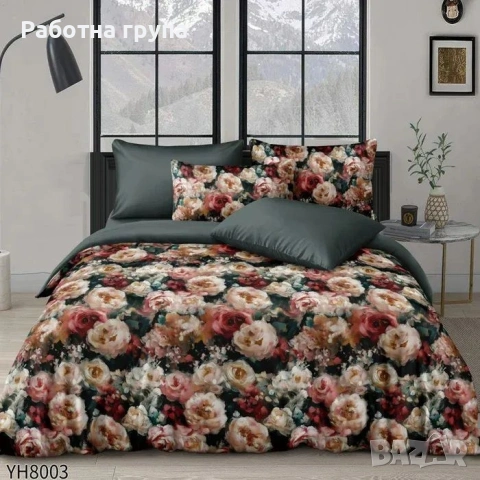 Флоралени десени от памучен сатен с ластик , снимка 18 - Спално бельо - 54072789