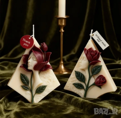 Молд за 8 март жена с роза два вида 