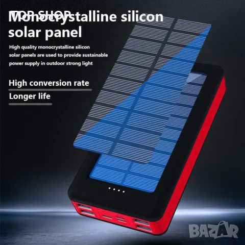 Power Bank за телефони UKC 8058 Solar Charger 60000 mAh със соларен панел 4 USB 3 адаптера, снимка 4 - Външни батерии - 48872980