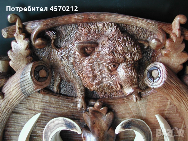 Поставка за ловен трофей, Поставка за глиги, Дърворезба по поръчка, Поставка за зъби от диво прасе, снимка 10 - Декорация за дома - 51443828