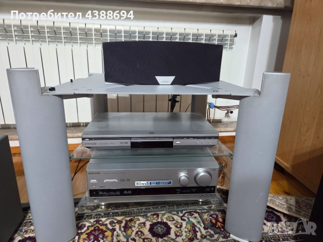 субуфер Jamo E 5SUB.2, център, тонколони, Panasonic DVD, Ресивър SA-HE75