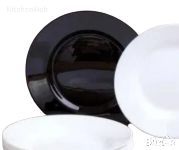 Черно-бял сервиз за хранене от 19 части Luminarc Lea Black & White, снимка 2 - Сервизи - 52382963