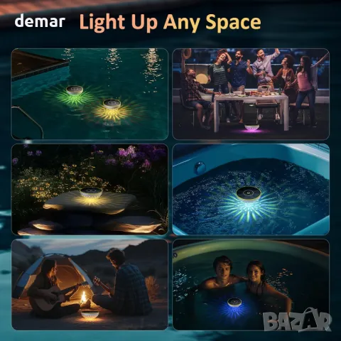 PChero Соларни осветителни тела за езерце, 2 броя RGB плаващи осветителни тела, IPX8, снимка 7 - Соларни лампи - 50433930