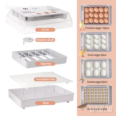 Инкубатор за 15 яйца автоматично обръщане контрол на температурата, снимка 5 - За птици - 54207594