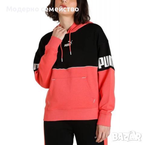 Дамско спортно горнище puma power colorblock hoodie red black, снимка 1 - Суичъри - 46779711