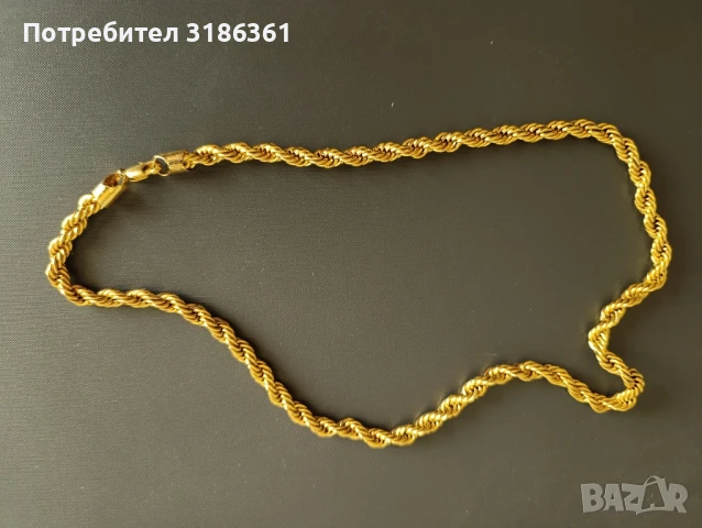 колие дебело 6-7мм,дълго 60см високо качество мед. стомана,жълто никога не потъмнява, снимка 2 - Колиета, медальони, синджири - 50713348