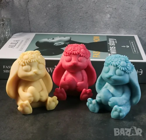 Молд заек с венец от цветя , снимка 3 - Форми - 51290771