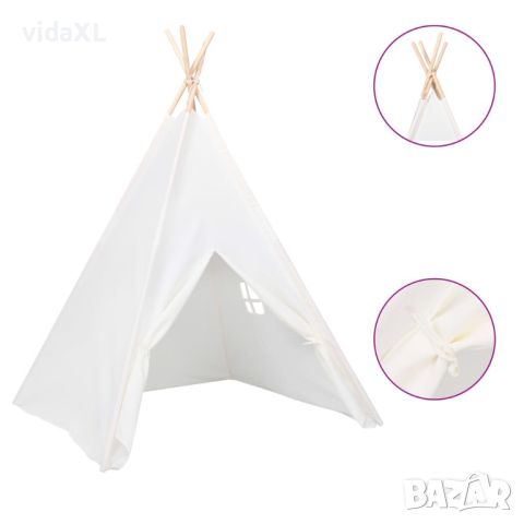 vidaXL Детска палатка Типи прасковена кожа бяла с чанта 120x120x150 см, снимка 1 - Други стоки за дома - 46104999